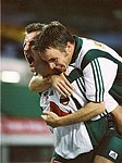 17.07.2002<br>Rapid - Admira/1:2(0:1)<br>SOBOTZIK Thomas, IVANSCHITZ Andreas<br>Jubel nach dem Tor zum 1:1 Ausgleich<br>