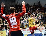 10.11.2012, Krems, Handball, Handball Liga Austria, HLA, GD, UHK Krems, Union Leoben<br>MARINOVIC Luka, VISY Norbert<br><br><br>Copyright DIENER / Zierlinger Karl<br>Marktgasse 3-7 / 4 / 5 / 21<br>A-1090 Wien<br>Telefax +43 1 955 32 35<br>Mobil +43 676 629 98 51<br>BA-CA<br>Bank Nr. 12000<br>Account Nr. 00712 223 783<br>e-mail: agentur@diener.at<br>Datenbank: www.diener.at