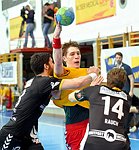 04.03.2015, Krems, Handball, OEHB Cup / M, Viertelfinale,  UHK Krems, Bregenz<br>GAVRANOVIC Filip, BABARSKAS Gerdas, RAUCH Julian<br><br>Copyright DIENER / Zierlinger Karl<br>Marktgasse 3-7 / 4 / 5 / 21<br>A-1090 Wien<br>Telefax +43 1 955 32 35<br>Mobil +43 676 629 98 51<br>BA-CA<br>Bank Nr. 12000<br>Account Nr. 00712 223 783<br>e-mail: agentur@diener.at<br>Datenbank: www.diener.at