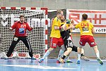 11.04.2015, Krems, Handball, Handball Liga Austria, HLA, OPO, UHK Krems, Bregenz,<br>SHEJBAL Mihal, VIZVARY Kristof, GABGL Clemens, NEUHOLD Christoph<br><br><br><br>Copyright DIENER / Zierlinger Karl<br>Marktgasse 3-7 / 4 / 5 / 21<br>A-1090 Wien<br>Telefax +43 1 955 32 35<br>Mobil +43 676 629 98 51<br>BA-CA<br>Bank Nr. 12000<br>Account Nr. 00712 223 783<br>e-mail: agentur@diener.at<br>Datenbank: www.diener.at