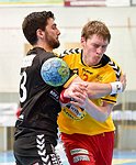 11.04.2015, Krems, Handball, Handball Liga Austria, HLA, OPO, UHK Krems, Bregenz,<br>FORTIN Thomas, BABARSKAS Gerdas<br><br><br><br>Copyright DIENER / Zierlinger Karl<br>Marktgasse 3-7 / 4 / 5 / 21<br>A-1090 Wien<br>Telefax +43 1 955 32 35<br>Mobil +43 676 629 98 51<br>BA-CA<br>Bank Nr. 12000<br>Account Nr. 00712 223 783<br>e-mail: agentur@diener.at<br>Datenbank: www.diener.at