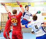 07.03.2015, Krems, Handball, Handball Liga Austria, HLA, OPO, UHK Krems, HC Hard,<br>BABARSKAS Gerdas, VIZVARY Kristof, ZIVKOVIC Boris, KOZINA Kresimir<br><br>Copyright DIENER / Zierlinger Karl<br>Marktgasse 3-7 / 4 / 5 / 21<br>A-1090 Wien<br>Telefax +43 1 955 32 35<br>Mobil +43 676 629 98 51<br>BA-CA<br>Bank Nr. 12000<br>Account Nr. 00712 223 783<br>e-mail: agentur@diener.at<br>Datenbank: www.diener.at