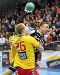 16.02.2015, Krems, Handball, Handball Liga Austria, HLA, OPO, UHK Krems, WAT Margareten,<br>MITKOV Vlatko, VIZVARY Kristof, ZIURA Vytautas<br><br><br>Copyright DIENER / Zierlinger<br>Marktgasse 3-7 / 4 / 5 / 21<br>A-1090 Wien<br>Telefax +43 1 955 32 35<br>Mobil +43 676 629 98 51<br>BA-CA<br>Bank Nr. 12000<br>Account Nr. 00712 223 783<br>e-mail: agentur@diener.at<br>Datenbank: www.diener.at