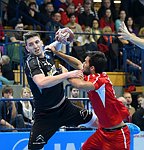 08.01.2015, Krems, Handball, Laenderspiel, Nationalteam, Testspiel, Oesterreich, Schweiz<br>HERMANN Alexander, DESCHWANDEN Lukas<br><br><br>Copyright DIENER / Zierlinger<br>Marktgasse 3-7 / 4 / 5 / 21<br>A-1090 Wien<br>Telefax +43 1 955 32 35<br>Mobil +43 676 629 98 51<br>BA-CA<br>Bank Nr. 12000<br>Account Nr. 00712 223 783<br>e-mail: agentur@diener.at<br>Datenbank: www.diener.at