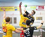 06.12. 2014, Krems, Handball, Handball Liga Austria, HLA, GD, UHK Krems, Bregenz,<br>VIZVARY Kristof, MITKOV Vlatko, GAVRANOVIC Filip, BABARSKAS Povilas<br><br><br><br>Copyright DIENER / Zierlinger Karl<br>Marktgasse 3-7 / 4 / 5 / 21<br>A-1090 Wien<br>Telefax +43 1 955 32 35<br>Mobil +43 676 629 98 51<br>BA-CA<br>Bank Nr. 12000<br>Account Nr. 00712 223 783<br>e-mail: agentur@diener.at<br>Datenbank: www.diener.at
