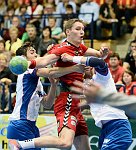 13.09.2014, Krems, Handball, Handball Liga Austria, HLA, GD, UHK Krems, HC Hard,<br>ZIVKOVIC Boris, BABARSKAS Gerdas, MARKEZ Mitar<br><br><br>Copyright / www. sportfotos. at<br>Missongasse 21<br>A - 3500 Krems<br>zierlinger@sportfotos.at<br>www.sportfotos.at<br>Kremser Bank <br>BIC SPKDAT21XXX<br>IBAN AT392022800704000918<br>