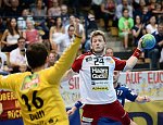 30.08.2014, Krems, Handball, Handball Liga Austria, HLA, U-20, UHK Krems, SU St. Poelten,<br>DEIFL Florian, VISY Norbert<br><br><br>Copyright / www. sportfotos. at<br>Missongasse 21<br>A - 3500 Krems<br>zierlinger@sportfotos.at<br>www.sportfotos.at<br>Kremser Bank <br>BIC SPKDAT21XXX<br>IBAN AT392022800704000918<br>