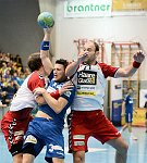 30.08.2014, Krems, Handball, Handball Liga Austria, HLA, GD, UHK Krems, SU St. Poelten,<br>FEICHTINGER Sebastian, MAYER Matthias, MITKOV Vlatko<br><br><br>Copyright / www. sportfotos. at<br>Missongasse 21<br>A - 3500 Krems<br>zierlinger@sportfotos.at<br>www.sportfotos.at<br>Kremser Bank <br>BIC SPKDAT21XXX<br>IBAN AT392022800704000918<br>