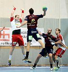 27.09.2014, Krems, Handball, Handball Liga Austria, HLA, GD, UHK Krems, Union Leoben,<br>VIZVARY Kristof, BARISIC JAMAN Sasa, SURAC Domagoj, FEICHTINGER Sebastian<br><br><br>Copyright / www. sportfotos. at<br>Missongasse 21<br>A - 3500 Krems<br>zierlinger@sportfotos.at<br>www.sportfotos.at<br>Kremser Bank <br>BIC SPKDAT21XXX<br>IBAN AT392022800704000918<br>