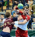 27.09.2014, Krems, Handball, Handball Liga Austria, HLA, GD, UHK Krems, Union Leoben,<br>PETREIKIS Benas, FEICHTINGER Sebastian<br><br><br>Copyright / www. sportfotos. at<br>Missongasse 21<br>A - 3500 Krems<br>zierlinger@sportfotos.at<br>www.sportfotos.at<br>Kremser Bank <br>BIC SPKDAT21XXX<br>IBAN AT392022800704000918<br>