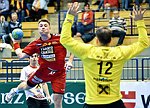 02.03.2016, Krems, Handball, OEHB-Cup, M-VF, UHK Krems - HSG Baernbach / Koeflach,<br>NEUHOLD Christoph, SZABO Peter<br><br>Copyright DIENER / Zierlinger<br>Marktgasse 3-7 / 4 / 5 / 21<br>A-1090 Wien<br>Telefax +43 1 955 32 35<br>Mobil +43 676 629 98 51<br>BA-CA<br>Bank Nr. 12000<br>Account Nr. 00712 223 783<br>e-mail: agentur@diener.at<br>Datenbank: www.diener.at