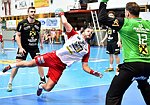 20.11.2015, Krems, Handball, Handball Liga Austria, HLA, GD, UHK Krems - HSG  Baernbach / Koeflach,<br>GREBENAR Gabor, SURAC Domagoj, SZABO Peter<br>     <br><br><br>Copyright DIENER / Zierlinger<br>Marktgasse 3-7 / 4 / 5 / 21<br>A-1090 Wien<br>Telefax +43 1 955 32 35<br>Mobil +43 676 629 98 51<br>BA-CA<br>Bank Nr. 12000<br>Account Nr. 00712 223 783<br>e-mail: agentur@diener.at<br>Datenbank: www.diener.at