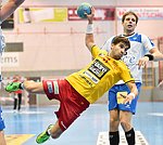 11.09.2015, Krems, Handball, Handball Liga Austria, HLA, GD, UHK Krems - HC Bruck,<br>SCHOPF Tobias, MIRKOVIC Milan<br><br>Copyright DIENER / Zierlinger<br>Marktgasse 3-7 / 4 / 5 / 21<br>A-1090 Wien<br>Telefax +43 1 955 32 35<br>Mobil +43 676 629 98 51<br>BA-CA<br>Bank Nr. 12000<br>Account Nr. 00712 223 783<br>e-mail: agentur@diener.at<br>Datenbank: www.diener.at