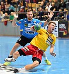 10.10.2015,  Krems,  Handball,  Handball Liga Austria,  HLA, GD,  UHK Krems,  Union Leoben,<br>KOVACECH Marek, NEUHOLD Christoph<br><br><br>Copyright DIENER / Zierlinger <br>Marktgasse 3-7 / 4 / 5 / 21<br>A-1090 Wien<br>Telefax +43 1 955 32 35<br>Mobil +43 676 629 98 51<br>BA-CA<br>Bank Nr. 12000<br>Account Nr. 00712 223 783<br>e-mail: agentur@diener.at<br>Datenbank: www.diener.at