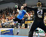 10.10.2015,  Krems,  Handball,  Handball Liga Austria,  HLA, GD,  UHK Krems,  Union Leoben,<br>TRUCHANOVICIUS Jonas, SHEJBAL Mihal<br><br><br>Copyright DIENER / Zierlinger <br>Marktgasse 3-7 / 4 / 5 / 21<br>A-1090 Wien<br>Telefax +43 1 955 32 35<br>Mobil +43 676 629 98 51<br>BA-CA<br>Bank Nr. 12000<br>Account Nr. 00712 223 783<br>e-mail: agentur@diener.at<br>Datenbank: www.diener.at