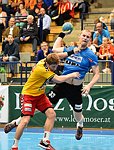 10.10.2015,  Krems,  Handball,  Handball Liga Austria,  HLA, GD,  UHK Krems,  Union Leoben,<br>VISY Norbert, TRUCHANOVICIUS Jonas<br><br><br>Copyright DIENER / Zierlinger <br>Marktgasse 3-7 / 4 / 5 / 21<br>A-1090 Wien<br>Telefax +43 1 955 32 35<br>Mobil +43 676 629 98 51<br>BA-CA<br>Bank Nr. 12000<br>Account Nr. 00712 223 783<br>e-mail: agentur@diener.at<br>Datenbank: www.diener.at