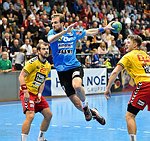 10.10.2015,  Krems,  Handball,  Handball Liga Austria,  HLA, GD,  UHK Krems,  Union Leoben,<br>FEICHTINGER Sebastian, JANDL Stephan, NEUHOLD Christoph<br><br><br>Copyright DIENER / Zierlinger <br>Marktgasse 3-7 / 4 / 5 / 21<br>A-1090 Wien<br>Telefax +43 1 955 32 35<br>Mobil +43 676 629 98 51<br>BA-CA<br>Bank Nr. 12000<br>Account Nr. 00712 223 783<br>e-mail: agentur@diener.at<br>Datenbank: www.diener.at