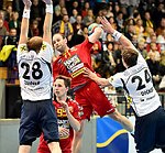 05.12.2015, Krems, Handball, Handball Liga Austria, HLA, GD, UHK Krems, HC Hard,<br>ZEINER Gerald, SIMEK Marko, MITKOV Vlatko, DICKER Daniel<br><br>Copyright DIENER / Zierlinger Karl<br>Marktgasse 3-7 / 4 / 5 / 21<br>A-1090 Wien<br>Telefax +43 1 955 32 35<br>Mobil +43 676 629 98 51<br>BA-CA<br>Bank Nr. 12000<br>Account Nr. 00712 223 783<br>e-mail: agentur@diener.at<br>Datenbank: www.diener.at