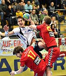 12.02.2016, Krems, Handball, Handball Liga Austria, HLA, OPO, UHK Krems, HC Hard,<br>SCHOPF Tobias, ZIVKOVIC Boris, FEICHTINGER Sebastian<br><br><br><br>Copyright DIENER / Zierlinger Karl<br>Marktgasse 3-7 / 4 / 5 / 21<br>A-1090 Wien<br>Telefax +43 1 955 32 35<br>Mobil +43 676 629 98 51<br>BA-CA<br>Bank Nr. 12000<br>Account Nr. 00712 223 783<br>e-mail: agentur@diener.at<br>Datenbank: www.diener.at