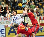 12.02.2016, Krems, Handball, Handball Liga Austria, HLA, OPO, UHK Krems, HC Hard,<br>SCHOPF Tobias, ZIVKOVIC Boris, FEICHTINGER Sebastian<br><br><br><br>Copyright DIENER / Zierlinger Karl<br>Marktgasse 3-7 / 4 / 5 / 21<br>A-1090 Wien<br>Telefax +43 1 955 32 35<br>Mobil +43 676 629 98 51<br>BA-CA<br>Bank Nr. 12000<br>Account Nr. 00712 223 783<br>e-mail: agentur@diener.at<br>Datenbank: www.diener.at