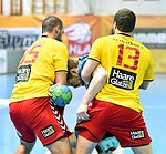 12.03.2016,  Krems,  Handball,  Handball Liga Austria,  HLA, OPO,  UHK Krems,  Union Leoben,<br>SURAC Domagoj, SCHWARZ Andreas, WALZER Guenther<br><br><br>Copyright DIENER / Zierlinger <br>Marktgasse 3-7 / 4 / 5 / 21<br>A-1090 Wien<br>Telefax +43 1 955 32 35<br>Mobil +43 676 629 98 51<br>BA-CA<br>Bank Nr. 12000<br>Account Nr. 00712 223 783<br>e-mail: agentur@diener.at<br>Datenbank: www.diener.at