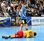 12.03.2016,  Krems,  Handball,  Handball Liga Austria,  HLA, OPO,  UHK Krems,  Union Leoben,<br>PETREIKIS Benas, SIMEK Marko<br><br><br>Copyright DIENER / Zierlinger <br>Marktgasse 3-7 / 4 / 5 / 21<br>A-1090 Wien<br>Telefax +43 1 955 32 35<br>Mobil +43 676 629 98 51<br>BA-CA<br>Bank Nr. 12000<br>Account Nr. 00712 223 783<br>e-mail: agentur@diener.at<br>Datenbank: www.diener.at