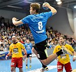 12.03.2016,  Krems,  Handball,  Handball Liga Austria,  HLA, OPO,  UHK Krems,  Union Leoben,<br>SURAC Domagoj, SPENDIER Sebastian Philipp, WALZER Guenther<br><br><br>Copyright DIENER / Zierlinger <br>Marktgasse 3-7 / 4 / 5 / 21<br>A-1090 Wien<br>Telefax +43 1 955 32 35<br>Mobil +43 676 629 98 51<br>BA-CA<br>Bank Nr. 12000<br>Account Nr. 00712 223 783<br>e-mail: agentur@diener.at<br>Datenbank: www.diener.at