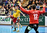 12.03.2016,  Krems,  Handball,  Handball Liga Austria,  HLA, OPO,  UHK Krems,  Union Leoben,<br>WALZER Guenther, MUSEL Gregory<br><br><br>Copyright DIENER / Zierlinger <br>Marktgasse 3-7 / 4 / 5 / 21<br>A-1090 Wien<br>Telefax +43 1 955 32 35<br>Mobil +43 676 629 98 51<br>BA-CA<br>Bank Nr. 12000<br>Account Nr. 00712 223 783<br>e-mail: agentur@diener.at<br>Datenbank: www.diener.at