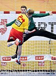 17.04.2016, Krems, Handball, Handball Liga Austria, HLA, OPO, UHK Krems, WAT Margareten,<br>PILIPOVIC Kristian, VISY Norbert<br><br><br>Copyright DIENER / Zierlinger<br>Marktgasse 3-7 / 4 / 5 / 21<br>A-1090 Wien<br>Telefax +43 1 955 32 35<br>Mobil +43 676 629 98 51<br>BA-CA<br>Bank Nr. 12000<br>Account Nr. 00712 223 783<br>e-mail: agentur@diener.at<br>Datenbank: www.diener.at