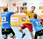 30.04.2016,  Krems,  Handball,  Handball Liga Austria,  HLA, VF,  UHK Krems,  Union Leoben,<br>TRUCHANOVICIUS Jonas, NEUHOLD Christoph, KOVACECH Marek<br><br><br>Copyright DIENER / Zierlinger <br>Marktgasse 3-7 / 4 / 5 / 21<br>A-1090 Wien<br>Telefax +43 1 955 32 35<br>Mobil +43 676 629 98 51<br>BA-CA<br>Bank Nr. 12000<br>Account Nr. 00712 223 783<br>e-mail: agentur@diener.at<br>Datenbank: www.diener.at