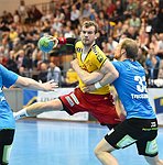 30.04.2016,  Krems,  Handball,  Handball Liga Austria,  HLA, VF,  UHK Krems,  Union Leoben,<br>FEICHTINGER Sebastian, TRUCHANOVICIUS Jonas<br><br><br>Copyright DIENER / Zierlinger <br>Marktgasse 3-7 / 4 / 5 / 21<br>A-1090 Wien<br>Telefax +43 1 955 32 35<br>Mobil +43 676 629 98 51<br>BA-CA<br>Bank Nr. 12000<br>Account Nr. 00712 223 783<br>e-mail: agentur@diener.at<br>Datenbank: www.diener.at