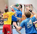 30.04.2016,  Krems,  Handball,  Handball Liga Austria,  HLA, VF,  UHK Krems,  Union Leoben,<br>SURAC Domagoj, ILLMAYER Florian. SCHWARZ Andreas<br><br><br>Copyright DIENER / Zierlinger <br>Marktgasse 3-7 / 4 / 5 / 21<br>A-1090 Wien<br>Telefax +43 1 955 32 35<br>Mobil +43 676 629 98 51<br>BA-CA<br>Bank Nr. 12000<br>Account Nr. 00712 223 783<br>e-mail: agentur@diener.at<br>Datenbank: www.diener.at