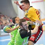 11.02.2017, Krems, Handball, Handball Liga Austria, HLA, OPO, UHK Krems, SG Westwien<br>RANFTL Julian, FUEHRER Matthias, TOMANN Aron<br><br><br>Copyright / www. sportfotos. at<br>Missongasse 21<br>A - 3500 Krems<br>zierlinger@sportfotos.at<br>www.sportfotos.at<br>Kremser Bank <br>BIC SPKDAT21XXX<br>IBAN AT392022800704000918<br>