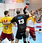 05.05.2018, Krems, Handball, Handball Liga Austria, HLA, 3.VF, UHK Krems,  HT Schwaz,<br>POSCH Fabian, PYSHKIN Alexander, FEICHTINGER Sebastian<br><br><br>Copyright / www. sportfotos. at<br>Missongasse 21<br>A - 3500 Krems<br>zierlinger@sportfotos.at<br>www.sportfotos.at<br>Kremser Bank <br>BIC SPKDAT21XXX<br>IBAN AT392022800704000918