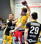 16.02.2018, Krems, Handball, Handball Liga Austria, HLA, Bonusrunde, UHK Krems, Bregenz,<br>MOHR Florian, POSCH Fabian, WASSEL Alexander<br><br><br>Copyright / www. sportfotos. at<br>Missongasse 21<br>A - 3500 Krems<br>zierlinger@sportfotos.at<br>www.sportfotos.at<br>Kremser Bank <br>BIC SPKDAT21XXX<br>IBAN AT392022800704000918<br>