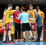 27.04.2018, Krems, Handball, Handball Liga Austria, HLA, BR, UHK Krems,  HT Schwaz,<br>SIMEK Marko, ANGELOV Petre, SEIDLER Bernhard, POSCH Fabian, THAQI Ibish, FEICHTINGER Sebastian<br><br><br>Copyright / www. sportfotos. at<br>Missongasse 21<br>A - 3500 Krems<br>zierlinger@sportfotos.at<br>www.sportfotos.at<br>Kremser Bank <br>BIC SPKDAT21XXX<br>IBAN AT392022800704000918