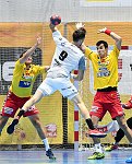 01.09.2018, Krems, Handball, Handball Liga Austria, HLA, GD, UHK Krems, HC Hard,<br>KANDOLF Thomas, ZIVKOVIC Boris, HAJDU Gabor<br><br><br>Copyright / www. sportfotos. at<br>Missongasse 21<br>A - 3500 Krems<br>zierlinger@sportfotos.at<br>www.sportfotos.at<br>Kremser Bank <br>BIC SPKDAT21XXX<br>IBAN AT392022800704000918