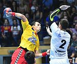 01.09.2018, Krems, Handball, Handball Liga Austria, HLA, GD, UHK Krems, HC Hard,<br>HAJDU Gabor, HERMANN Maximilian<br><br><br>Copyright / www. sportfotos. at<br>Missongasse 21<br>A - 3500 Krems<br>zierlinger@sportfotos.at<br>www.sportfotos.at<br>Kremser Bank <br>BIC SPKDAT21XXX<br>IBAN AT392022800704000918