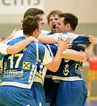 12.05.2012, Krems, Handball, Handball Liga Austria, <br>HLA, Halbfinalserie, Spiel 3, UHK Krems, HITTirol,<br>WATZL Stefan, HERMANN Maximilian, STEIGER Pius, KAINMUELLER Klemens<br><br><br><br>Copyright DIENER / Zierlinger Karl<br>Marktgasse 3-7 / 4 / 5 / 21<br>A-1090 Wien<br>Telefax +43 1 955 32 35<br>Mobil +43 676 629 98 51<br>BA-CA<br>Bank Nr. 12000<br>Account Nr. 00712 223 783<br>e-mail: agentur@diener.at<br>Datenbank: www.diener.at