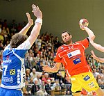 12.05.2012, Krems, Handball, Handball Liga Austria, <br>HLA, Halbfinalserie, Spiel 3, UHK Krems, HITTirol,<br>BABARSKAS Povilas, LAZAREVIC Uros<br><br><br><br>Copyright DIENER / Zierlinger Karl<br>Marktgasse 3-7 / 4 / 5 / 21<br>A-1090 Wien<br>Telefax +43 1 955 32 35<br>Mobil +43 676 629 98 51<br>BA-CA<br>Bank Nr. 12000<br>Account Nr. 00712 223 783<br>e-mail: agentur@diener.at<br>Datenbank: www.diener.at
