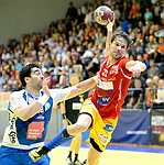 12.05.2012, Krems, Handball, Handball Liga Austria, <br>HLA, Halbfinalserie, Spiel 3, UHK Krems, HITTirol,<br>PEROVIC Draguljub, CHALUPA Georg<br><br><br><br>Copyright DIENER / Zierlinger Karl<br>Marktgasse 3-7 / 4 / 5 / 21<br>A-1090 Wien<br>Telefax +43 1 955 32 35<br>Mobil +43 676 629 98 51<br>BA-CA<br>Bank Nr. 12000<br>Account Nr. 00712 223 783<br>e-mail: agentur@diener.at<br>Datenbank: www.diener.at