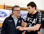21.04.2012, Krems, Handball, Handball Liga Austria, <br>HLA, MPO, UHK Krems, Bregenz,<br>FRUEHSTUECK Roland, WAGESREITER Markus<br><br><br><br>Copyright DIENER / Zierlinger Karl<br>Marktgasse 3-7 / 4 / 5 / 21<br>A-1090 Wien<br>Telefax +43 1 955 32 35<br>Mobil +43 676 629 98 51<br>BA-CA<br>Bank Nr. 12000<br>Account Nr. 00712 223 783<br>e-mail: agentur@diener.at<br>Datenbank: www.diener.at