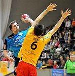25.02.2012, Krems, Handball, Handball Liga Austria, HLA, MPO, UHK Krems - HC Linz,<br>LEHNER Stefan, BELAS Ivica<br><br>Copyright DIENER / Zierlinger Karl<br>Marktgasse 3-7 / 4 / 5 / 21<br>A-1090 Wien<br>Telefax +43 1 955 32 35<br>Mobil +43 676 629 98 51<br>BA-CA<br>Bank Nr. 12000<br>Account Nr. 00712 223 783<br>e-mail: agentur@diener.at<br>Datenbank: www.diener.at