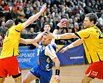 11.02.2012, Krems, Handball, Handball Liga Austria, <br>HLA, MPO, UHK Krems - HIT Tirol,<br>SCHMOELZ Johann, KAINMUELLER Klemens, VIZVARY Kristof<br><br><br><br>Copyright DIENER / Zierlinger Karl<br>Marktgasse 3-7 / 4 / 5 / 21<br>A-1090 Wien<br>Telefax +43 1 955 32 35<br>Mobil +43 676 629 98 51<br>BA-CA<br>Bank Nr. 12000<br>Account Nr. 00712 223 783<br>e-mail: agentur@diener.at<br>Datenbank: www.diener.at