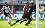 04.09.1999<br>�sterreich - Spanien<br>STREITER Michael, MANNINGER Alexander (�sterreich)<br>RAUL Gonzalez (Spanien)<br>Tor zum 1:0