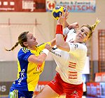 22.03.2012, Krems, Handball, Laenderspiel, Nationalteam,  Oesterreich - Schweden, Europameisterschaftsqualifikation, Damen, European Championships, Qualification ,Women, <br>Austria - Sweden,<br>WIEL FREDEN Annika, SCHEFFKNECHT Beate<br><br>Copyright DIENER / Zierlinger Karl<br>Marktgasse 3-7 / 4 / 5 / 21<br>A-1090 Wien<br>Telefax +43 1 955 32 35<br>Mobil +43 676 629 98 51<br>BA-CA<br>Bank Nr. 12000<br>Account Nr. 00712 223 783<br>e-mail: agentur@diener.at<br>Datenbank: www.diener.at