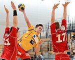 26.05.2012, Krems, Handball, Oesterreichische Meisterschaften U-18M, Krems/St.Poelten - HC Hard<br>SCHMID Manuel, SALFINGER Patrick, VOGELAUER Lukas<br><br><br><br>Copyright DIENER / Zierlinger Karl<br>Marktgasse 3-7 / 4 / 5 / 21<br>A-1090 Wien<br>Telefax +43 1 955 32 35<br>Mobil +43 676 629 98 51<br>BA-CA<br>Bank Nr. 12000<br>Account Nr. 00712 223 783<br>e-mail: agentur@diener.at<br>Datenbank: www.diener.at