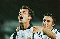 17.07.2002<br>Rapid - Admira/1:2(0:1)<br>SOBOTZIK Thomas, HOFMANN Steffen<br>Jubel nach dem Tor zum 1:1 Ausgleich