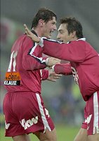22.11.2003<br>Rapid - Bregenz/2:2 (1:2)<br>KLAUSZ Laszlo und BERCHTOLD Dietmar jubeln �ber das 0:2 durch Klausz<br>31. Minute