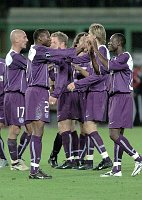 16.09.2004<br>Austria - Warschau/1:0 (0:0)<br>Siegesjubel der Austria - Spieler
